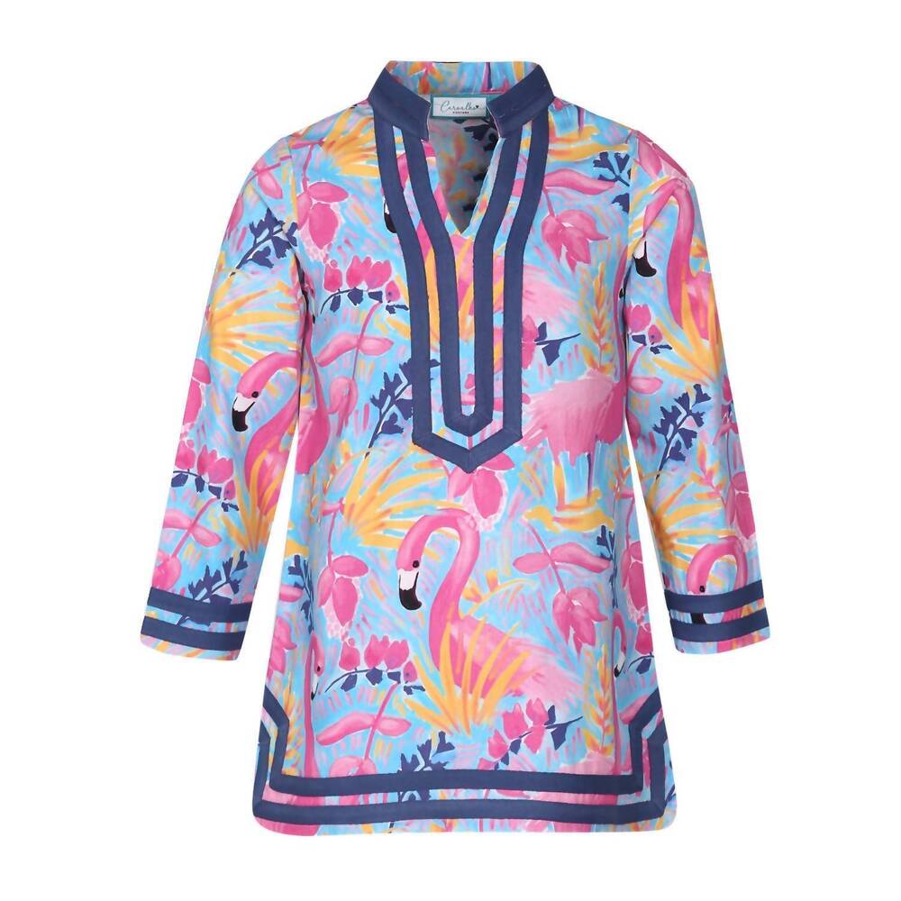 NEW CARVALHO COUTURE women's long sleeve cabana cover-up in flock party